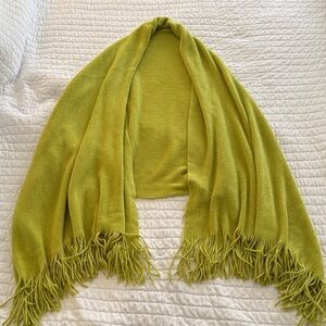 Soft Fringe Wrap/Shawl in Chartreuse Green
